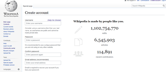 Create your Account on Wikipedia